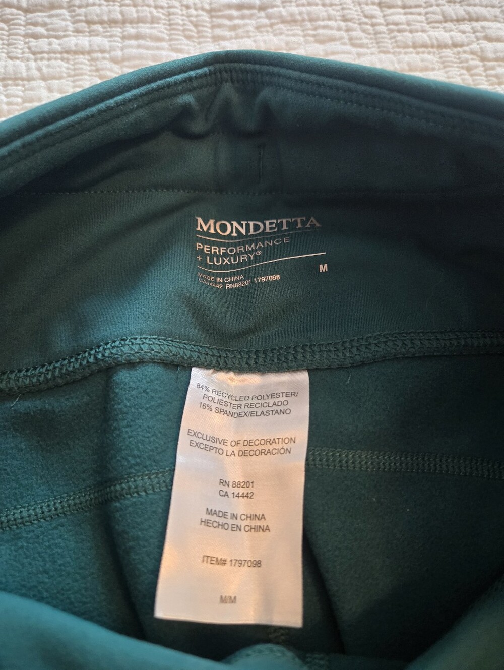 Mondetta Ladies High Waist Active Legging, Green, Size- Medium - Picture 3 of 8